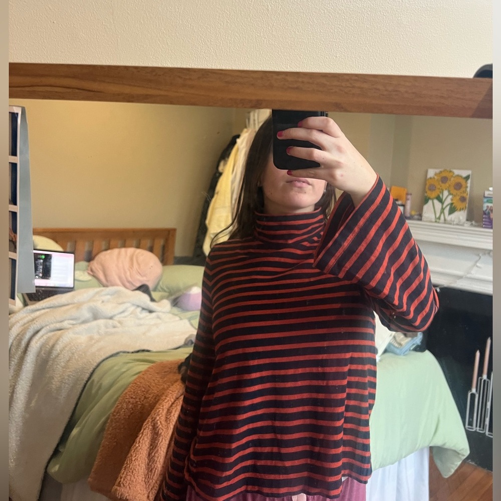 Madewell turtleneck / mock neck striped shirt